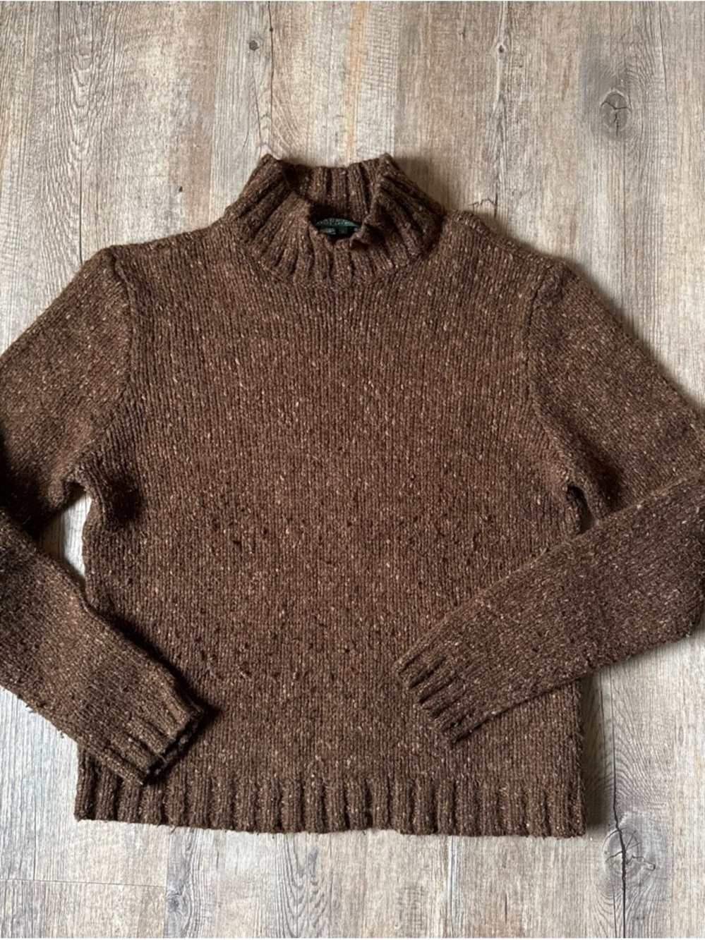 Women’s Brown Wool Blend Mock Neck Sweater